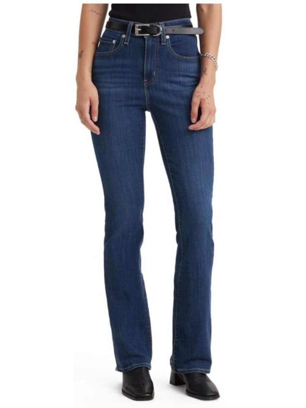 Levi's 725 High Rise Bootcut Jeans Size 29R Lapis Dark Horse Stretch Denim